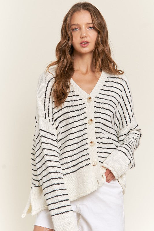 PREMIUM LINE |  BUTTON DOWN STRIPED CARDIGANS