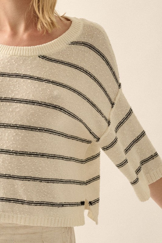 STRIPED LIGHTWEIGHT SWEATER TOP