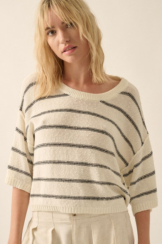 STRIPED LIGHTWEIGHT SWEATER TOP