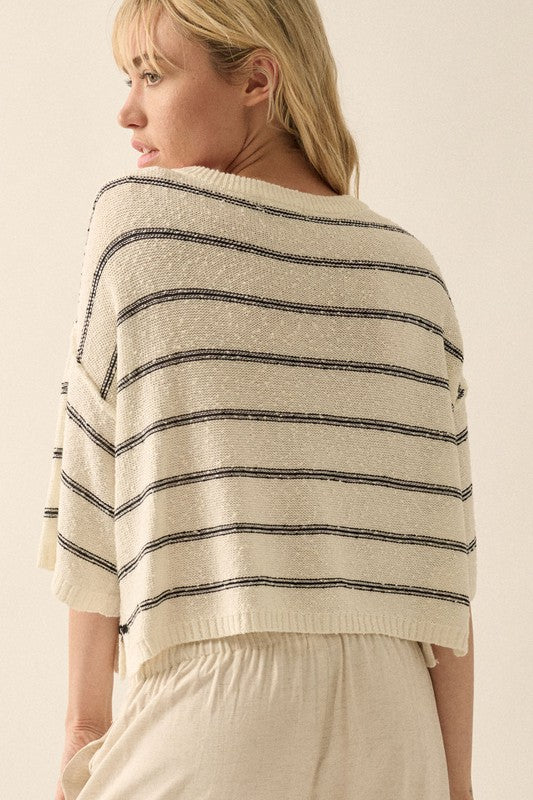 STRIPED LIGHTWEIGHT SWEATER TOP