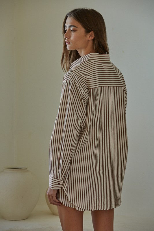 By Together | THE NIKKI STRIPED SHIRT AND SHORTS SET