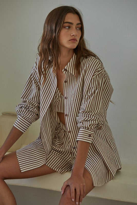 By Together | THE NIKKI STRIPED SHIRT AND SHORTS SET