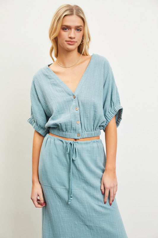 COTTON BUTTON DOWN TOP