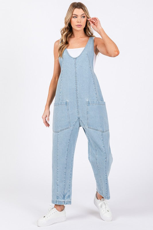 RESTOCKED | WASHED DENIM OVERALL JUMPSUIT