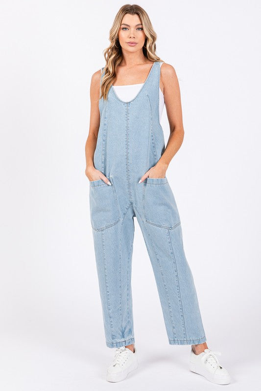 RESTOCKED | WASHED DENIM OVERALL JUMPSUIT