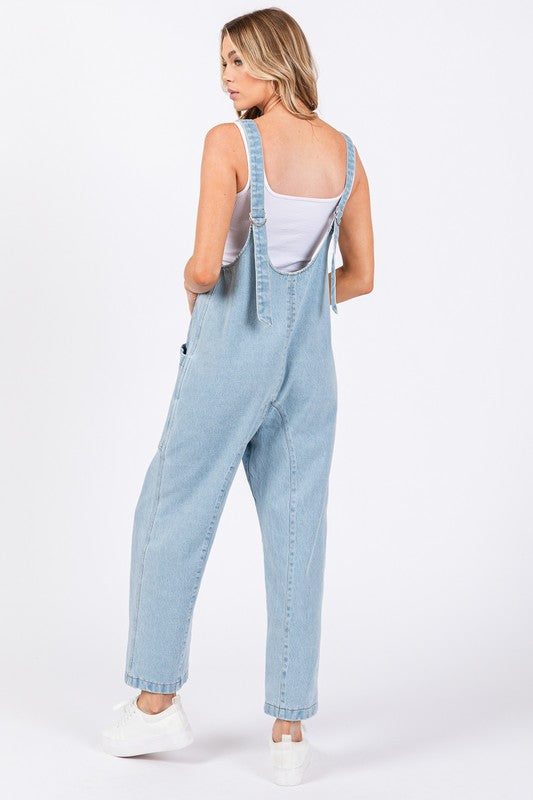 RESTOCKED | WASHED DENIM OVERALL JUMPSUIT