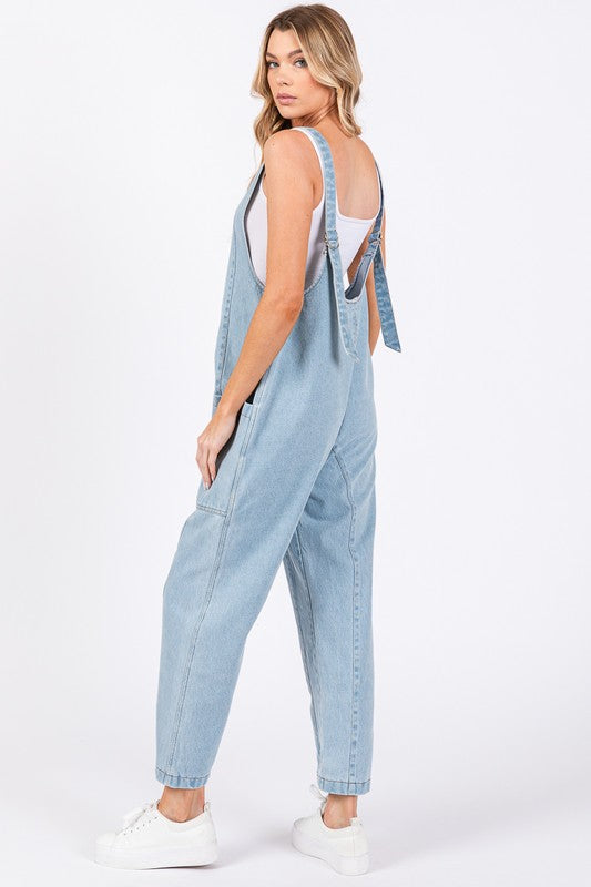 RESTOCKED | WASHED DENIM OVERALL JUMPSUIT