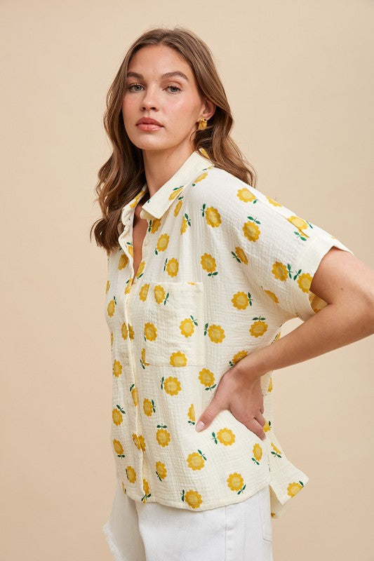 PREMIUM LINE | SUN FLOWER BUTTON DOWN SHIRT