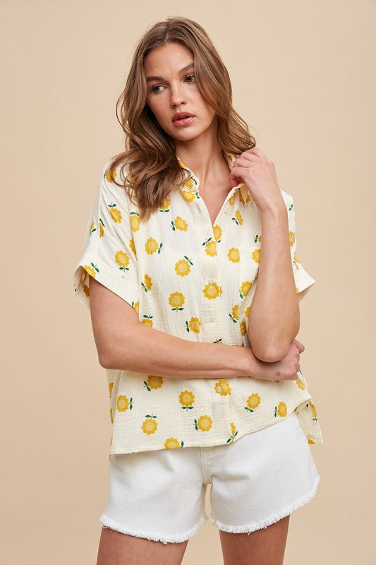 PREMIUM LINE | SUN FLOWER BUTTON DOWN SHIRT