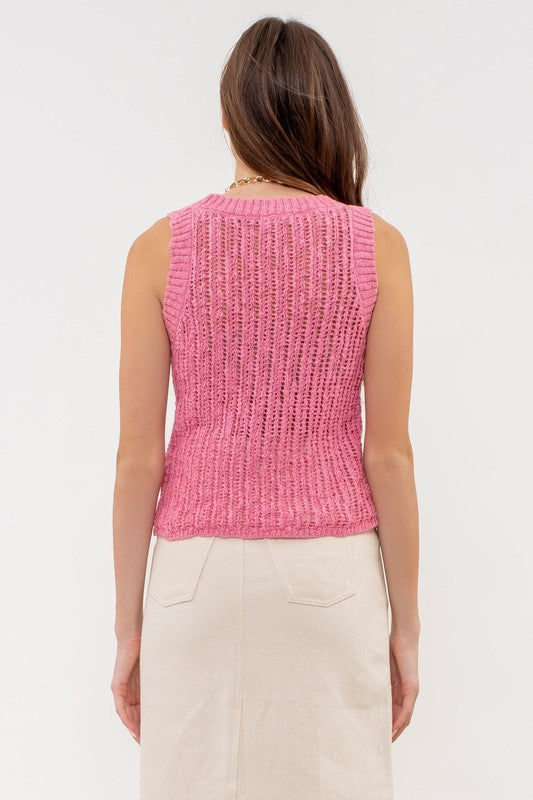 CROCHET KNIT SLEEVELESS TOP