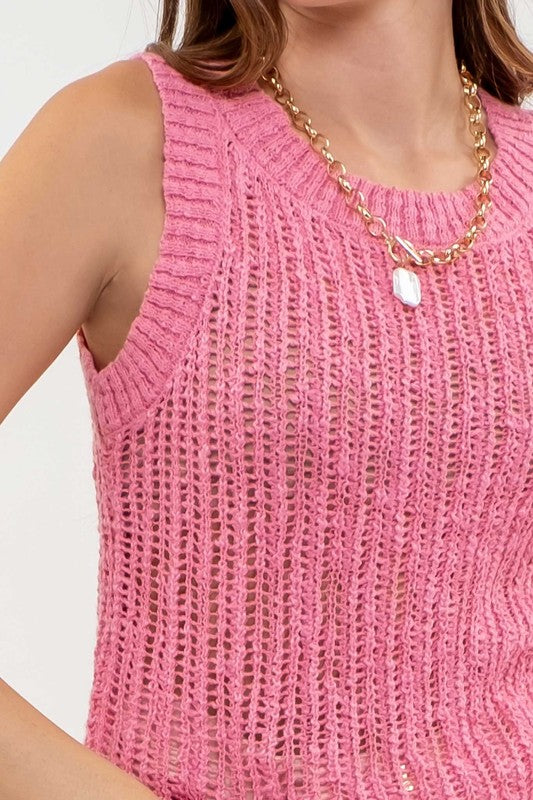 CROCHET KNIT SLEEVELESS TOP