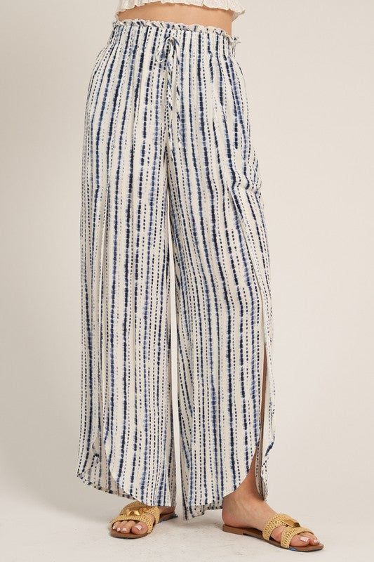 EN CREME | FRONT SLIT STRIPED PANTS