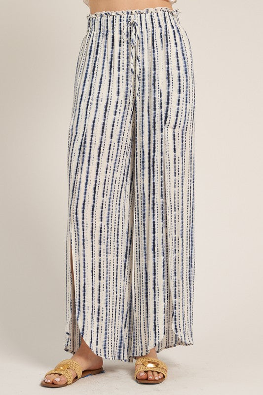 EN CREME | FRONT SLIT STRIPED PANTS