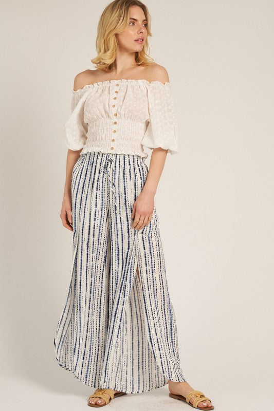 EN CREME | FRONT SLIT STRIPED PANTS