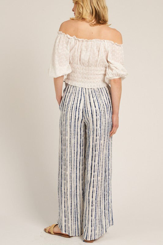 EN CREME | FRONT SLIT STRIPED PANTS