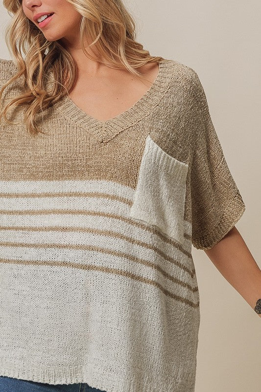 BiBi | COLOR BLOCK STRIPE SWEATER TOP