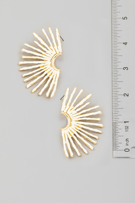 METALLIC WHITE SUN EARRINGS