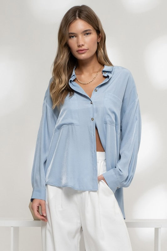 OVERSIZED BUTTON DOWN LONG SLEEVE SHIRT