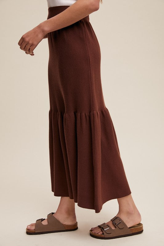 FLOUNCE HEM KNIT SKIRT