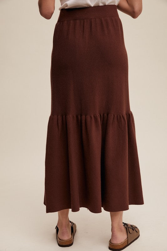 FLOUNCE HEM KNIT SKIRT