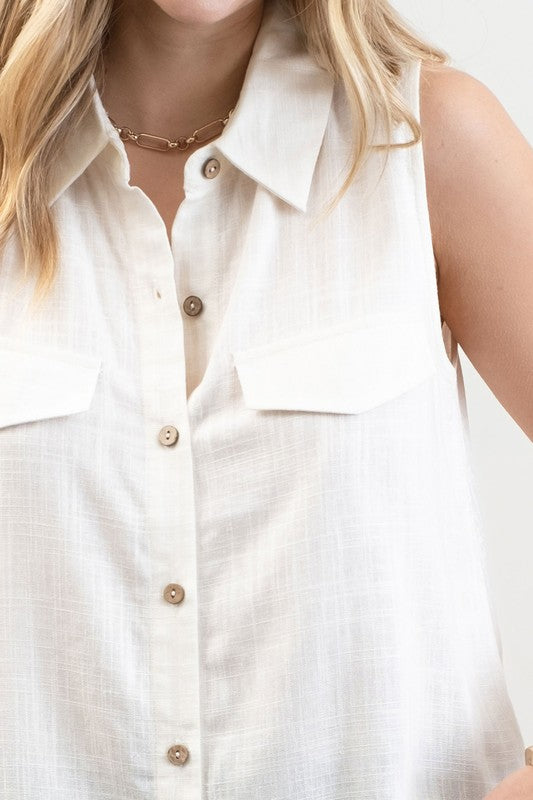 LINEN COLLARED BUTTON DOWN SHIRT