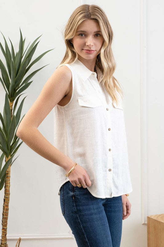 LINEN COLLARED BUTTON DOWN SHIRT