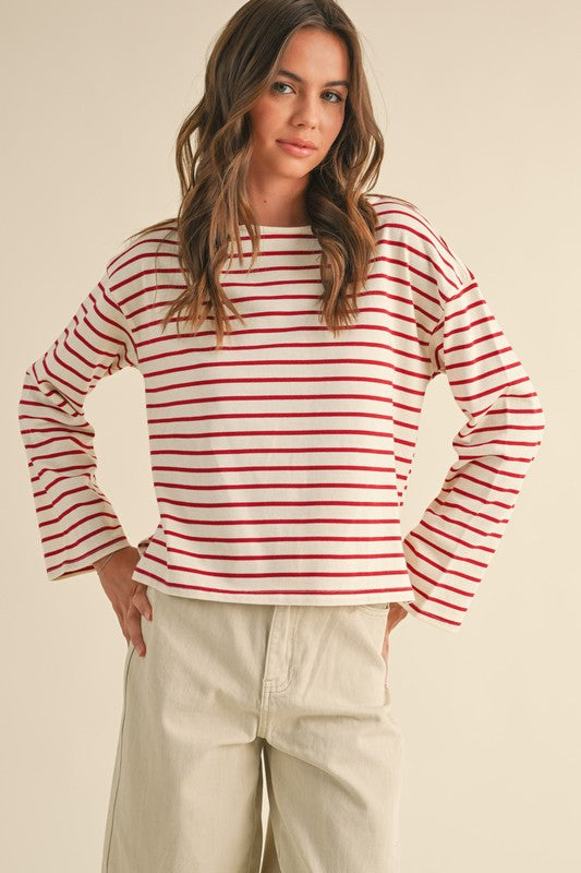 PREMIUM LINE | STRIPED PATTERN LONG SLEEVE TOP