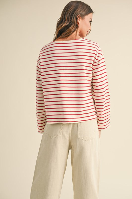 PREMIUM LINE | STRIPED PATTERN LONG SLEEVE TOP