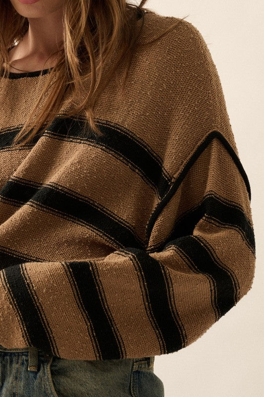 PROMESA | STRIPED EXPOSE SEAM SWEATER