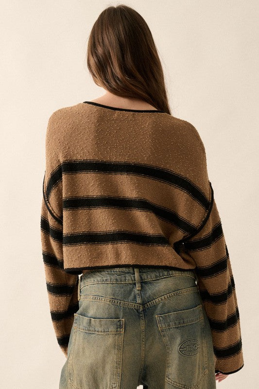 PROMESA | STRIPED EXPOSE SEAM SWEATER