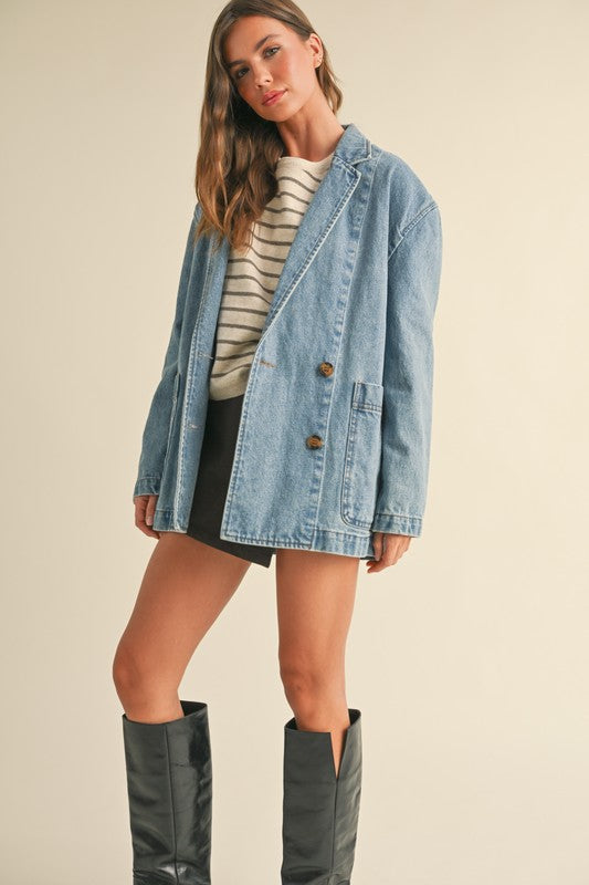 MIOU MUSE | DENIM OVERSIZE BLAZER