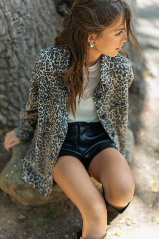 MIOU MUSE | LEOPARD PRINT STRETCH SHACKET