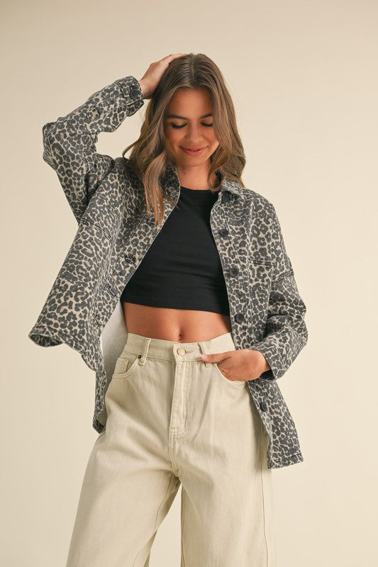 MIOU MUSE | LEOPARD PRINT STRETCH SHACKET