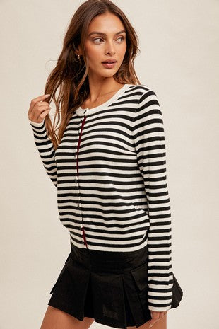 THE STRIPED BUTTON DOWN CARDIGAN