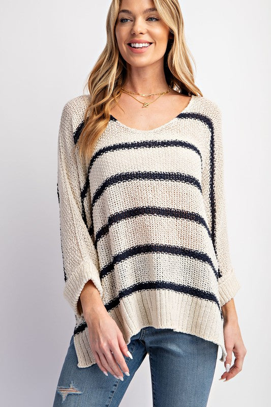 STRIPE PULLOVER SWEATER TOP