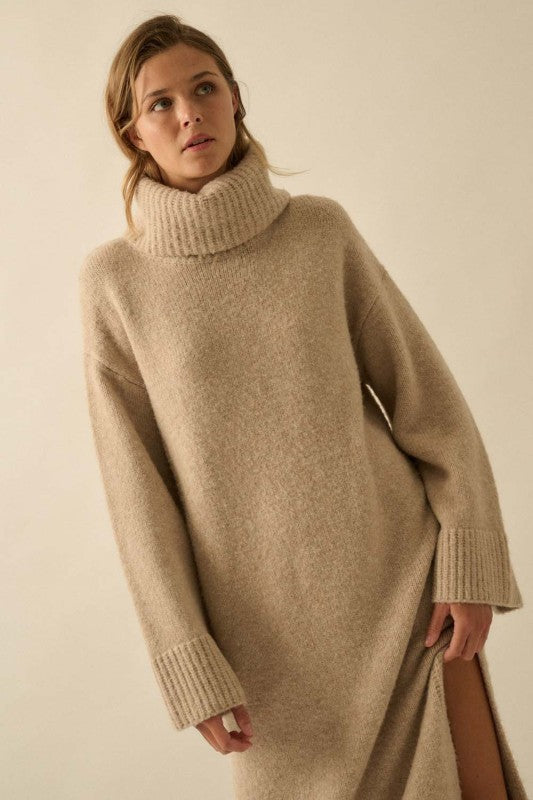 COWL NECK MIDI SWEATER DRESS – Lemon & Ash Apparel