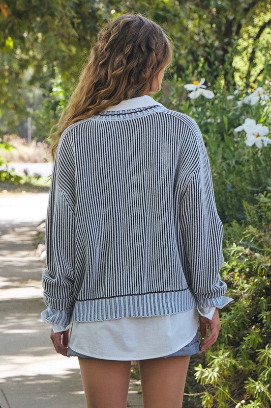 RIBBED KNIT CARDIGAN