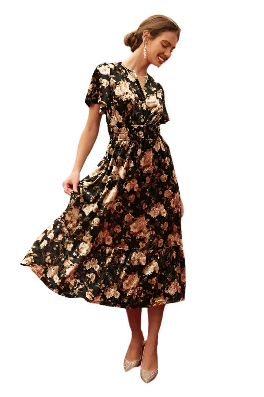 velvet shirred-waist knee-length dress Curve Ruched Waist Velvet Midi Dress