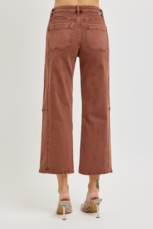 RISEN JEANS | HIGH RISE CROP WIDE BARREL PANTS