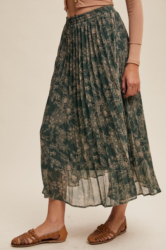 FLORAL PRINT PLEATED SKIRT | RESTOCKED