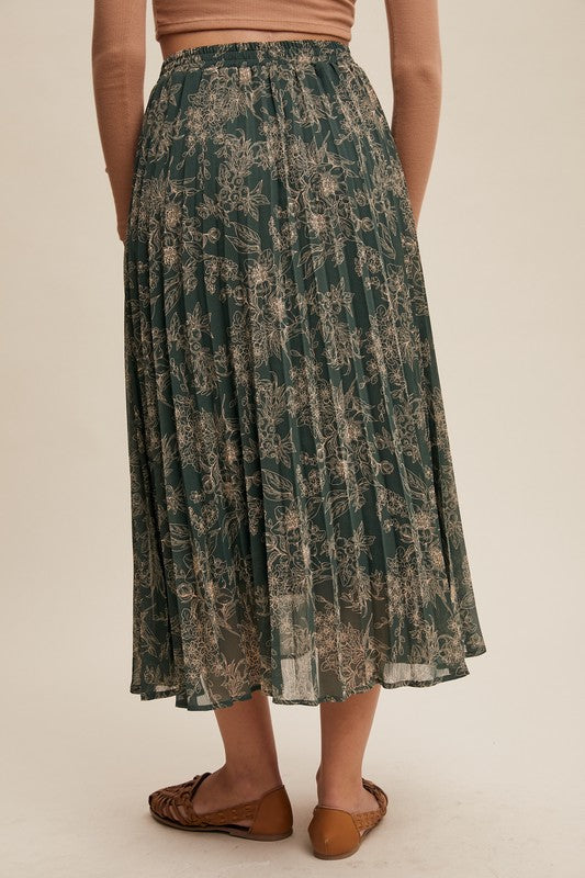 FLORAL PRINT PLEATED SKIRT | RESTOCKED