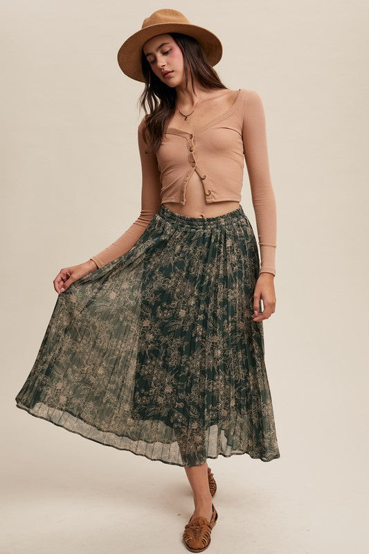 FLORAL PRINT PLEATED SKIRT | RESTOCKED