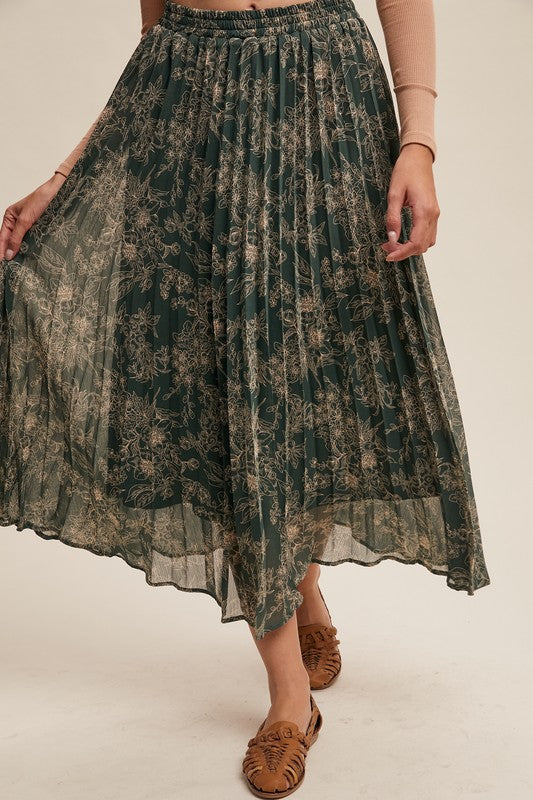 FLORAL PRINT PLEATED SKIRT | RESTOCKED