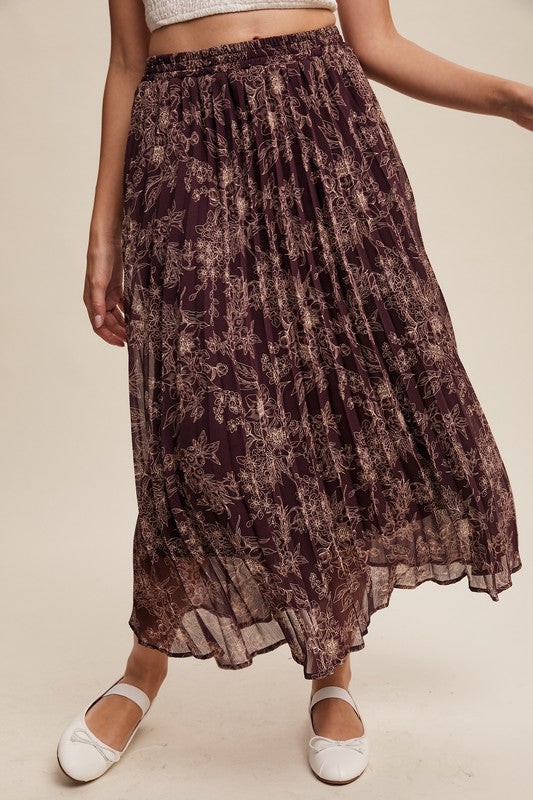 NEW COLOR | FLORAL PRINT PLEATED SKIRT