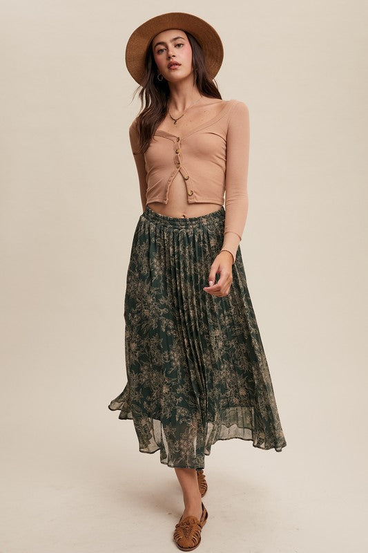 FLORAL PRINT PLEATED SKIRT | RESTOCKED