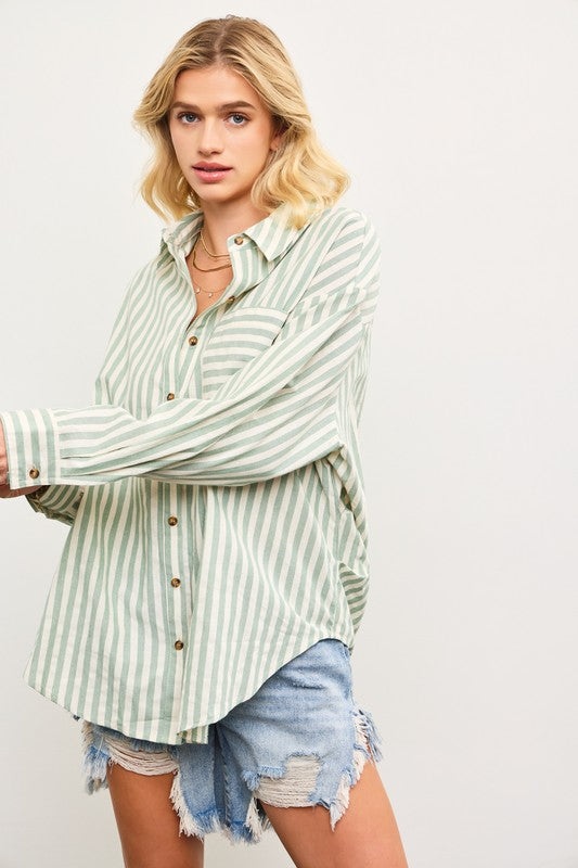 PREMIUM LINE | STRIPED BUTTON DOWN OVERSIZED SHIRT