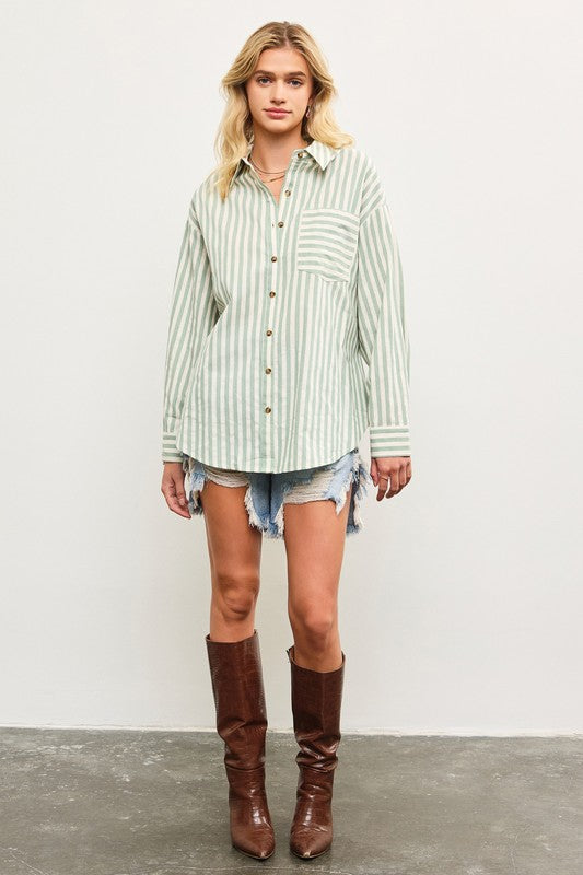 PREMIUM LINE | STRIPED BUTTON DOWN OVERSIZED SHIRT