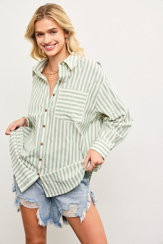 PREMIUM LINE | STRIPED BUTTON DOWN OVERSIZED SHIRT