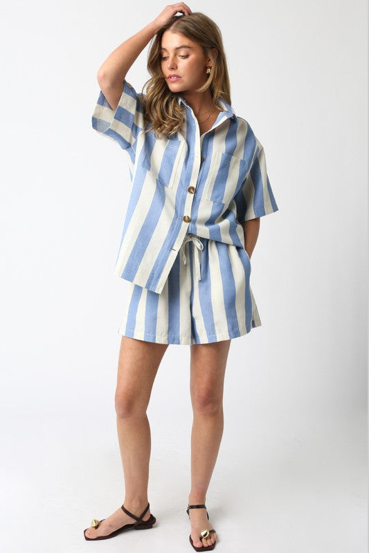 LENA STRIPE SHORTS AND SHIRT SET