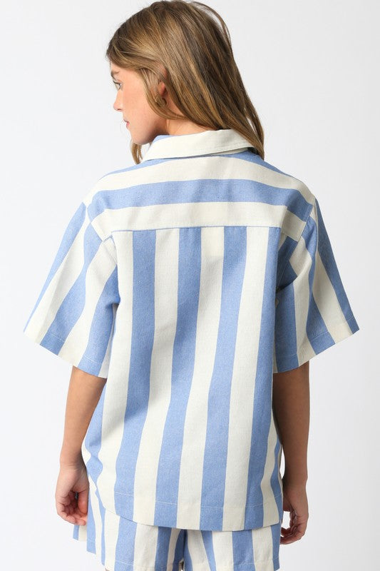 LENA STRIPE SHORTS AND SHIRT SET